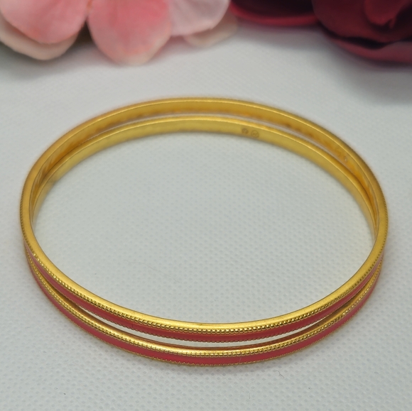 2 Pink Julie Vos Marseille Bangle Bracelets 18K Gold Plated - Picture 8 of 8
